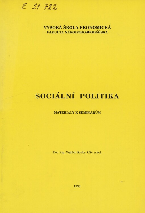 Sociální politika: materiály k seminářům