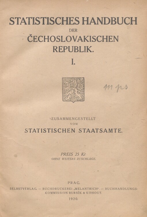 Statistisches Handbuch der Čechoslovakischen Republik