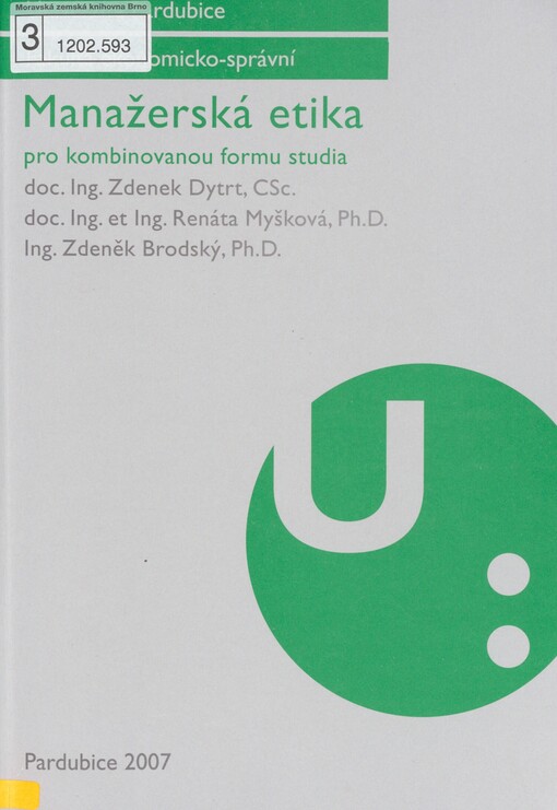 Manažerská etika: pro kombinovanou formu studia