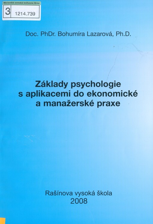 Základy psychologie s aplikacemi do ekonomické a manažerské praxe