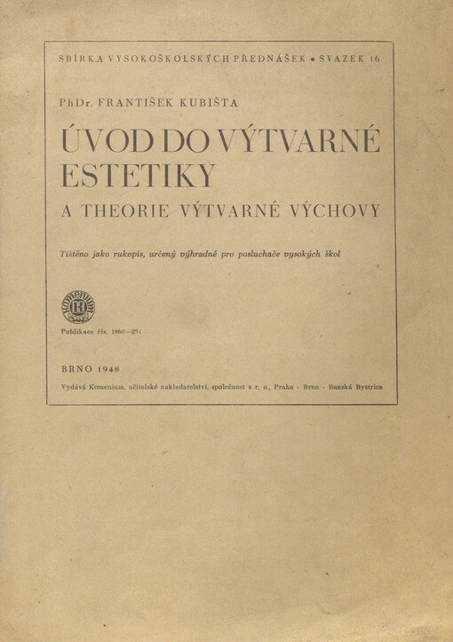 Úvod do výtvarné estetiky a theorie výtvarné výchovy