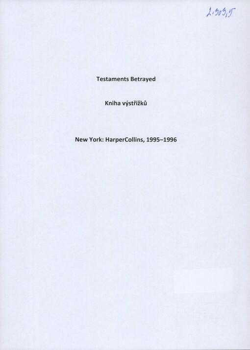 [Testaments betrayed]: [výstřižky recenzí díla] : [HarperCollins]