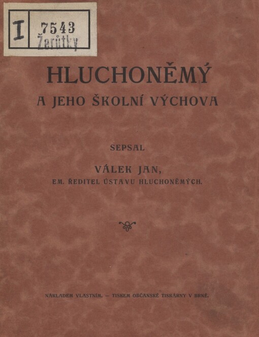 Hluchoněmý a jeho školní výchova