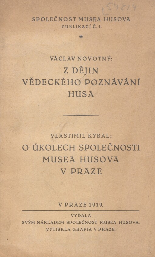 Z dějin vědeckého poznávání Husa