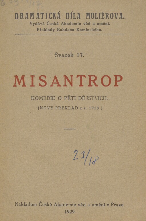 Misantrop: komedie o pěti dějstvích