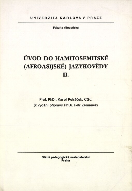 Úvod do hamitosemitské (afroasijské) jazykovědy