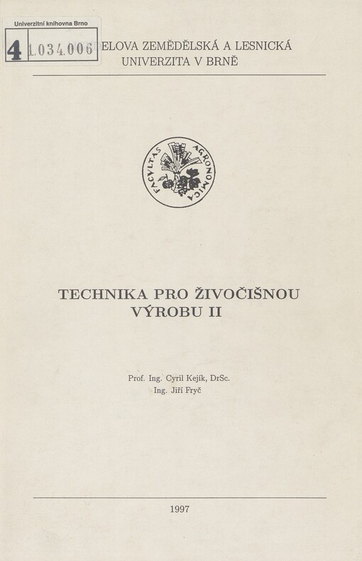 Technika pro živočišnou výrobu II