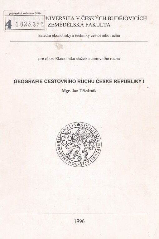 Geografie cestovního ruchu ČR I