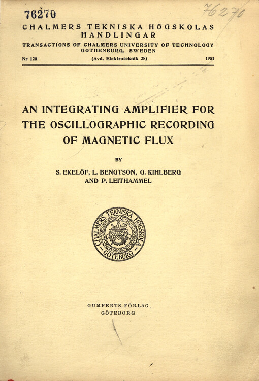 An integrating amplifier for the oscillographic recording of magnetic flux