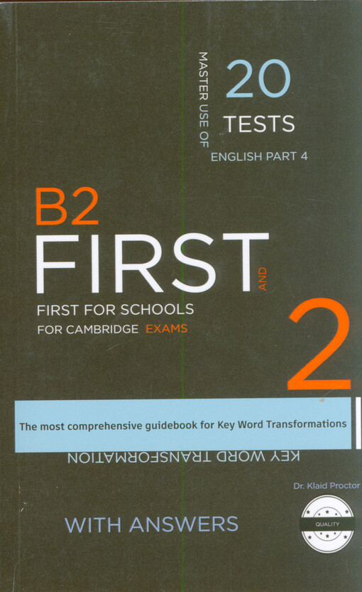 B2 first 20 practice tests II : use of English. Part 4, Key word transformations : with key