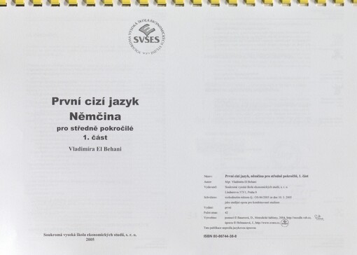 Němčina pro středně pokročilé: první cizí jazyk. 1. část