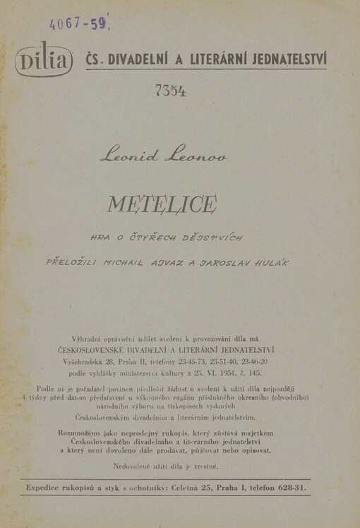 Metelice: hra o čtyřech dějstvích