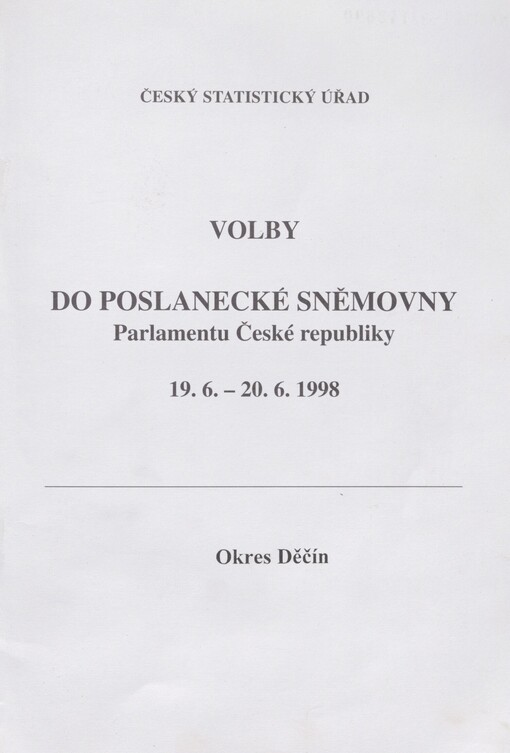Volby do Poslanecké sněmovny Parlamentu České republiky 19.-20. června 1998. Okres Děčín
