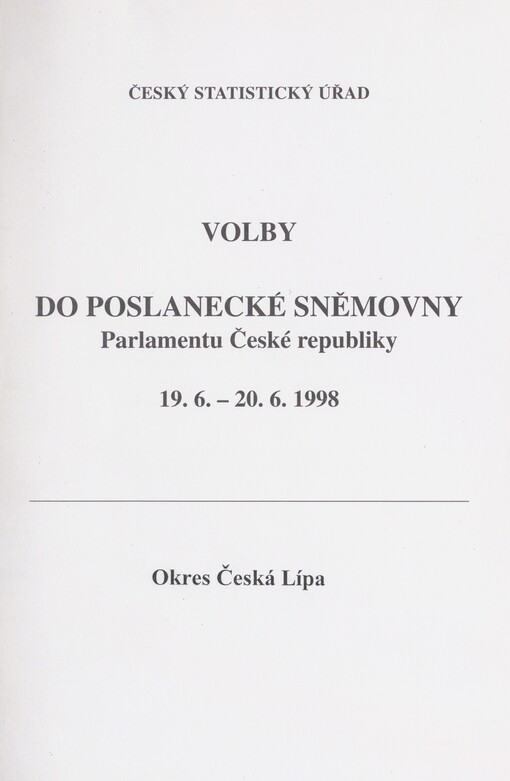 Volby do Poslanecké sněmovny Parlamentu České republiky 19.-20. června 1998. Okres Česká Lípa