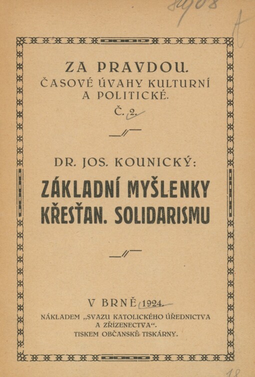Základní myšlenky křesťan. solidarismu