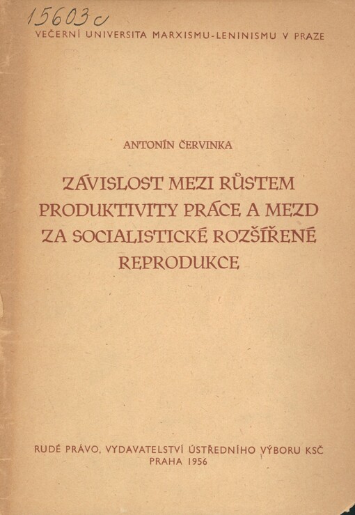Závislost mezi růstem produktivity práce a mezd za socialistické rozšířené reprodukce