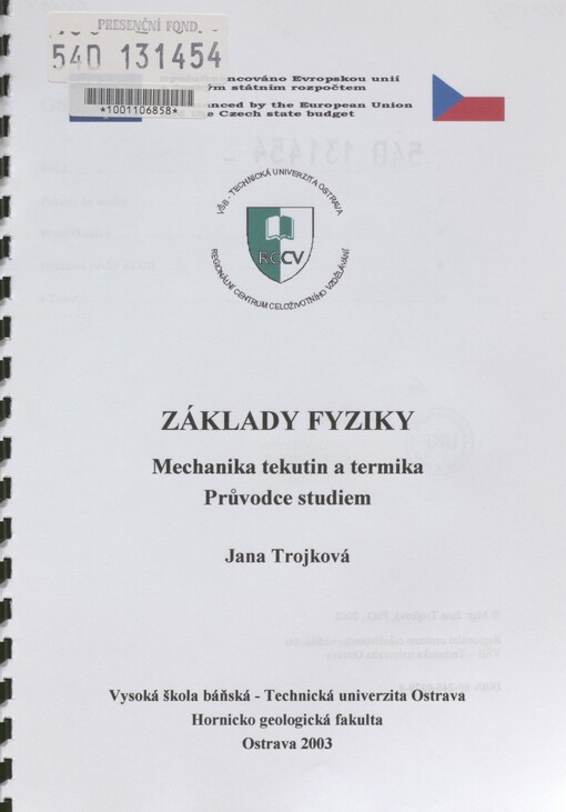 Základy fyziky: mechanika tekutin a termika : průvodce studiem