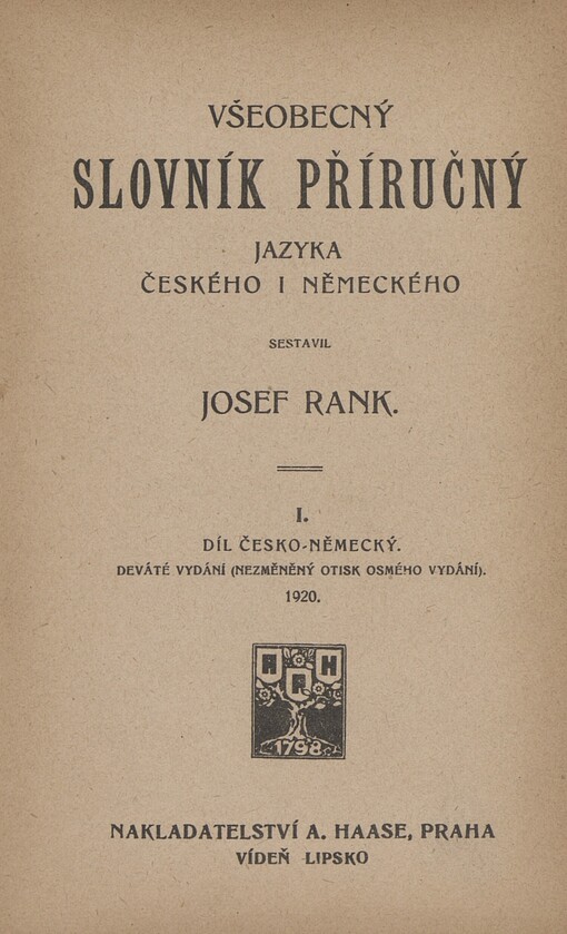 Všeobecný slovník příručný jazyka českého i německého