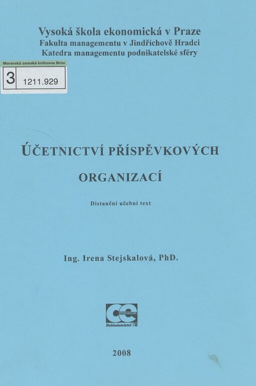 Účetnictví příspěvkových organizací: distanční učební text