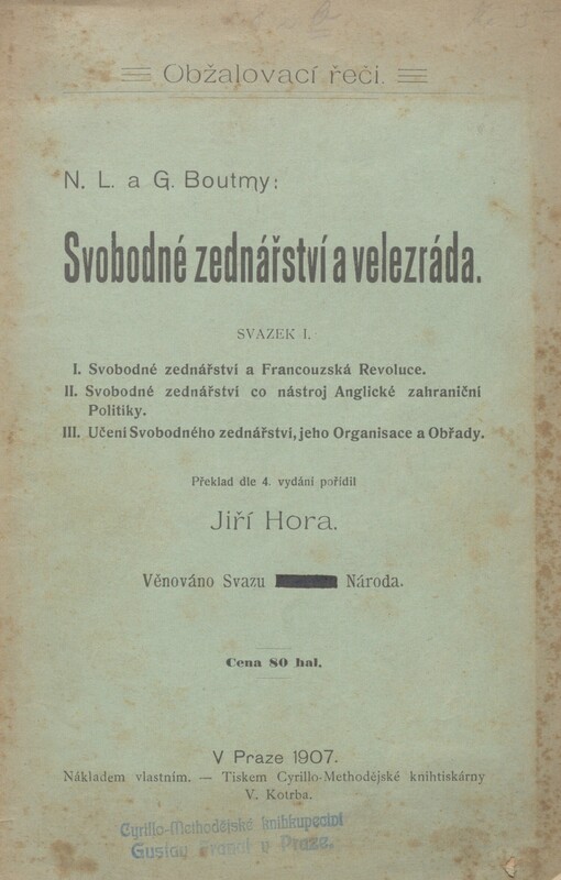 Obžalovací řeči. Svazek I. Svobodné zednářství a velezráda