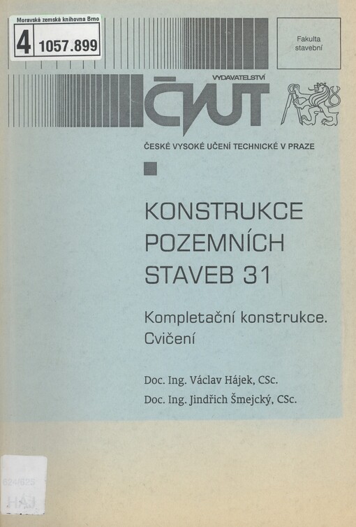 Konstrukce pozemních staveb 31: kompletační konstrukce : cvičení