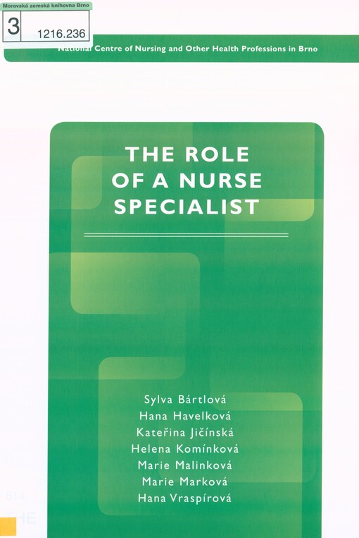 The role of a nurse specialist: teaching text of the basic module of specialized education for nurses and midwives