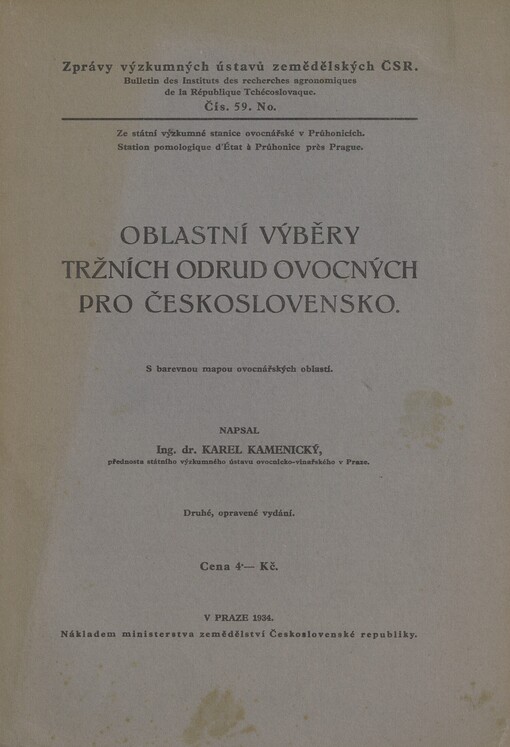 Oblastní výběry tržních odrůd ovocných pro Československo