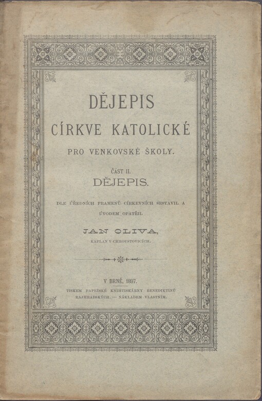 Dějepis církve katolické pro venkovské školy