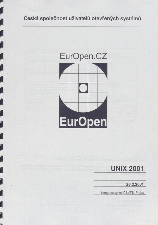 UNIX 2001: 26.2.2001, Kongresový sál ČSVTS, Praha