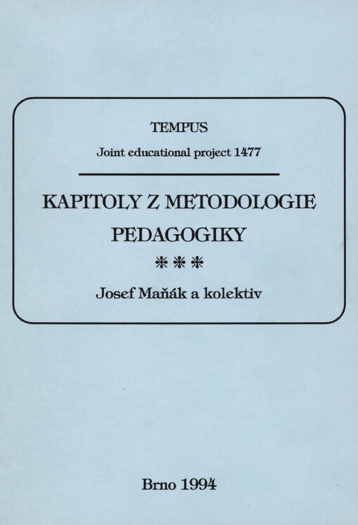 Kapitoly z metodologie pedagogiky