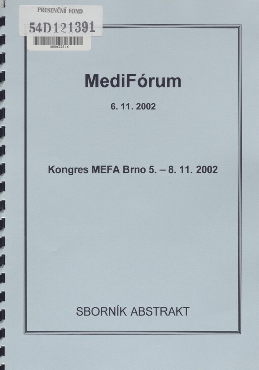 MediFórum: 6.11.2002 : kongres MEFA Brno 5.-8.11.2002 : sborník abstrakt