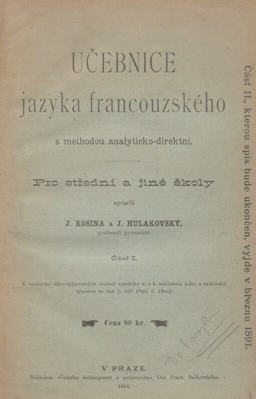 Učebnice jazyka francouzského s methodou analyticko-direktní: pro střední a jiné školy