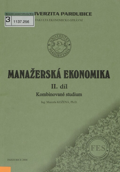 Manažerská ekonomika: kombinované studium