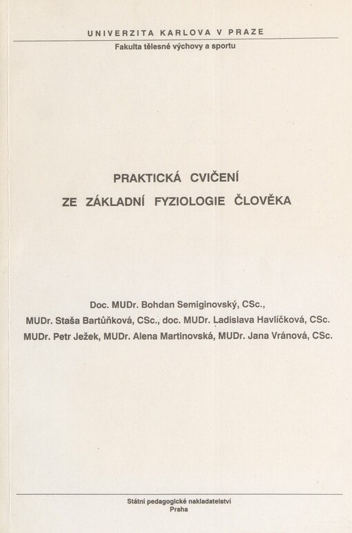 Praktická cvičení ze základní fyziologie člověka