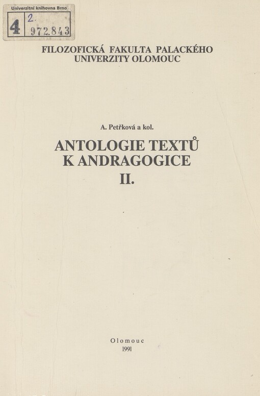 Antologie textů k andragogice. Díl 2