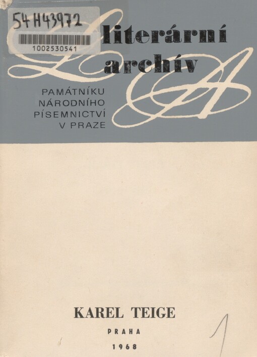 Karel Teige: 1900-1951 : literární pozůstalost : [soupis]