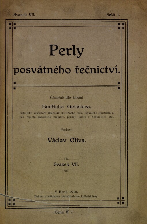 Perly posvátného řečnictví : z pozůstalých kázaní Bedřicha Geisslera