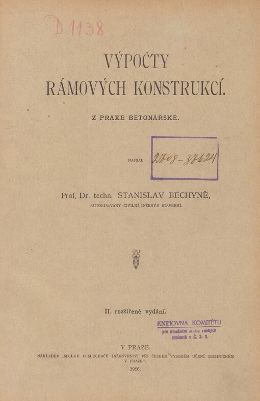 Výpočty rámových konstrukcí: z praxe betonářské