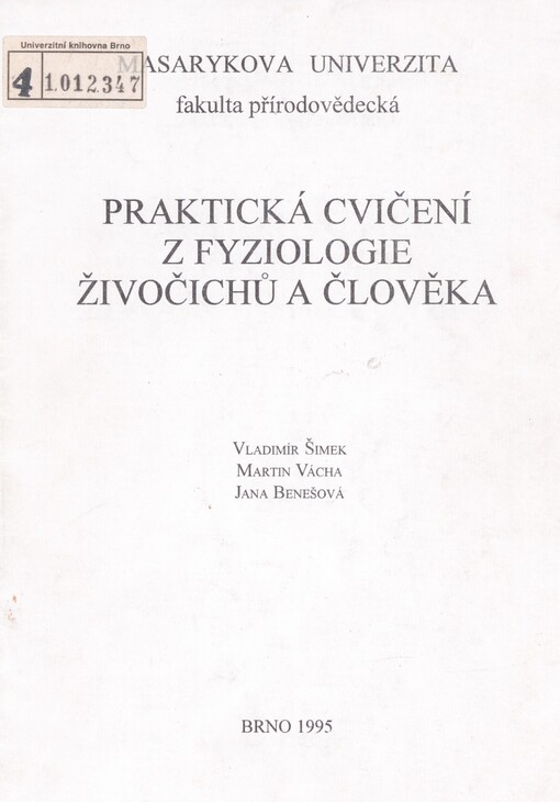 Praktická cvičení z fyziologie živočichů a člověka