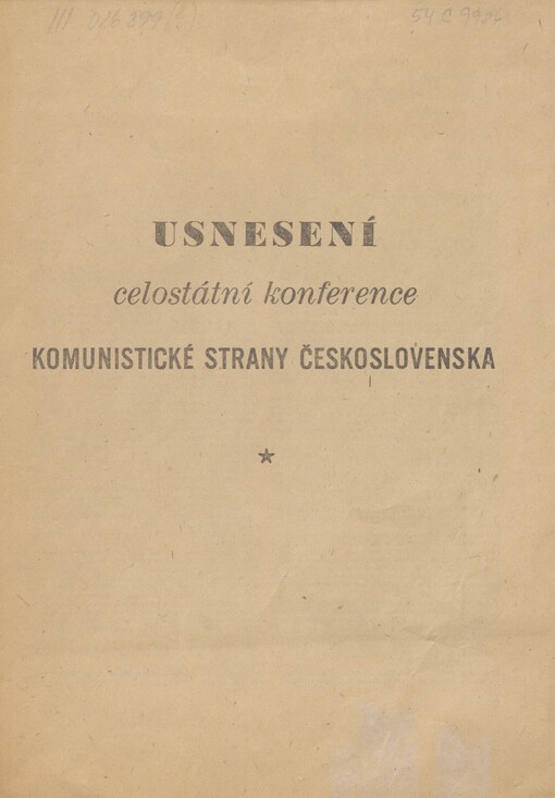 Usnesení celostátní konference Komunistické strany Československa