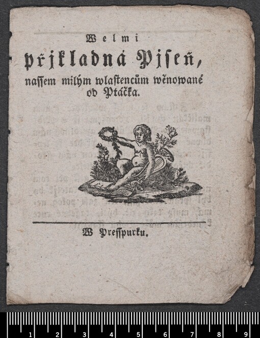 Welmi přjkladna Pjseň, nassem milým wlastencům wěnowané od Ptáčka