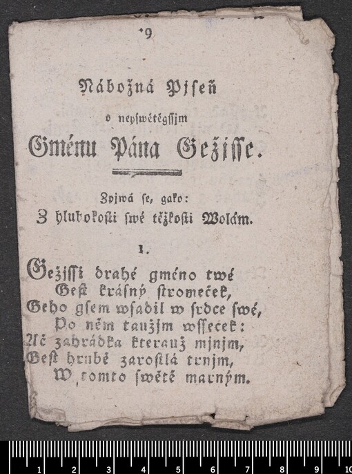 Nábožná Pjseň o neyswětěgssjm Gménu Pána Gežjsse: Zpjwá se, gako: Z hlubokosti swé těžkosti Wolám
