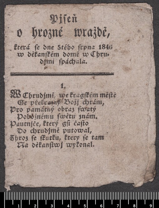 Pjseň o hrozné wraždě, která se dne 5tého srpna 1846 w děkanském domě w Chrudjmi spáchala