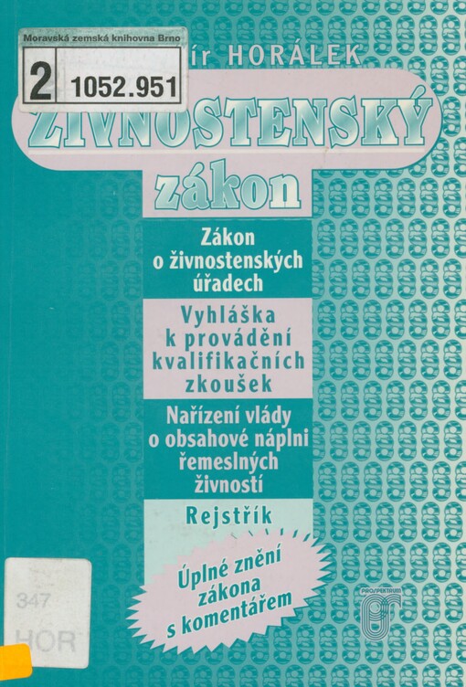 Živnostenský zákon: úplné znění zákona s komentářem