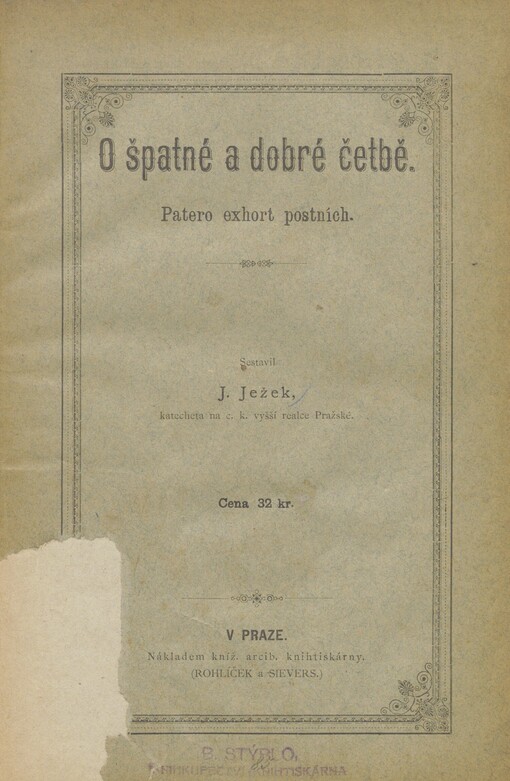 O špatné a dobré četbě: Patero exhort postních