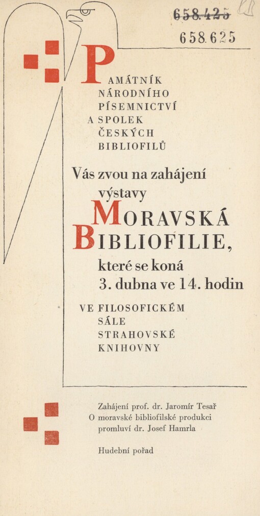 Moravská bibliofilie: [pozvánka na výstavu]