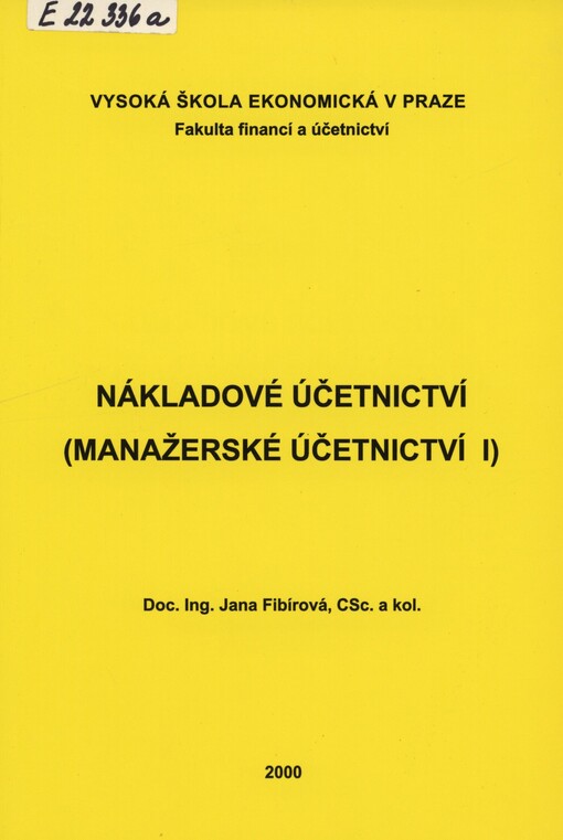 Nákladové účetnictví (Manažérské účetnictví I)