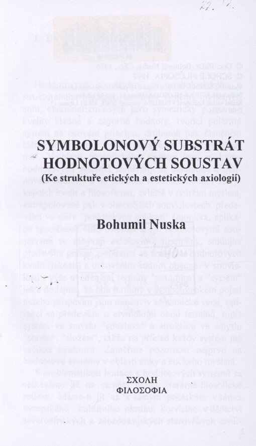 Symbolonový substrát hodnotových soustav: ke struktuře etických a estetických axiologií