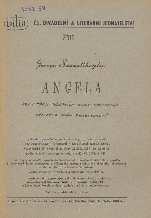 Angela: hra o třech dějstvích (sedmi obrazech)