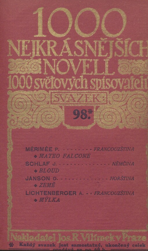 1000 nejkrásnějších novell 1000 světových spisovatelů. sv. 98